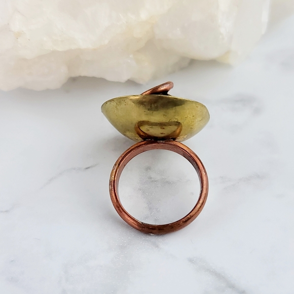 Tiger Eye Ring Jewelry Size 5 Yellow Gold Brass Copper Metal Artisan Handmade - Picture 8 of 12